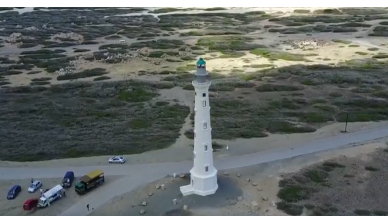 ArubaTV - California Lighthouse aerial view showcasing Aruba landmarks